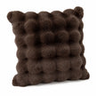 Chocolate Brown Luxury Faux Fur Cushion, front view of the brown faux fur cushion against white
