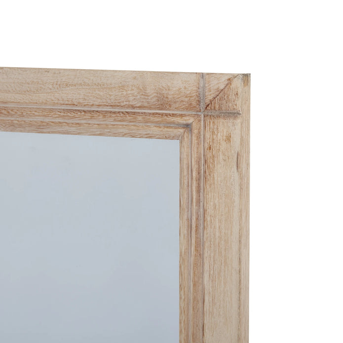Large washed wood rectangle framed mirror by Hill Interiors, featuring a rustic wooden window-style frame for elegant home decor.