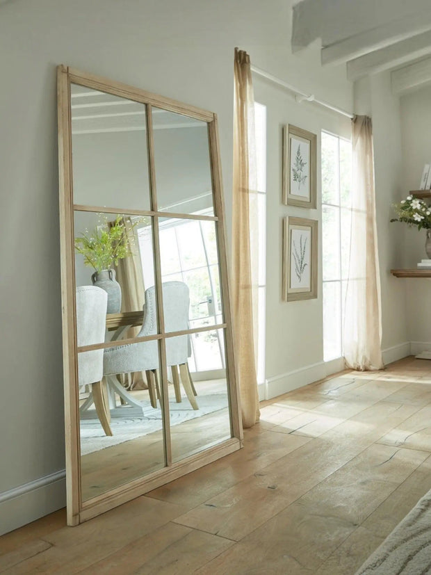Clarissa Extra Large Washed Wood Rectangle Window Framed Mirror - PRE ORDER FOUR WEEK DELIVERY - Furniture And MirrorsFurniture And Mirrors - Lulu Loves Home