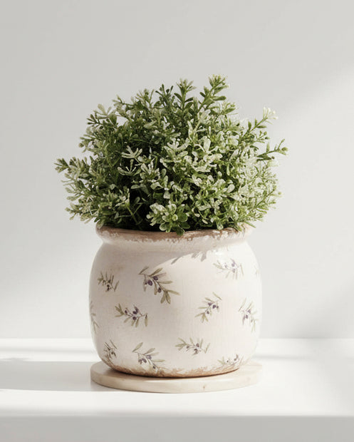 Large beige ceramic olives plant pot by Clayre & Eef, ideal for home decor with a textured olive design.