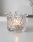 Glass Crown Tealight Candle Holder by Clayre & Eef, elegant home decor piece with intricate crown design for tealights.
