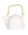 White porcelain round teapot with infuser by Clayre & Eef, perfect for brewing tea in kitchen and dining settings.