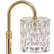 Close-up of the candle warmer cut-glass shade and curved gold frame