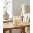 Clear large Chevron glass candle from Candlelight Products Ltd, featuring a stylish Chevron design in a transparent glass holder.