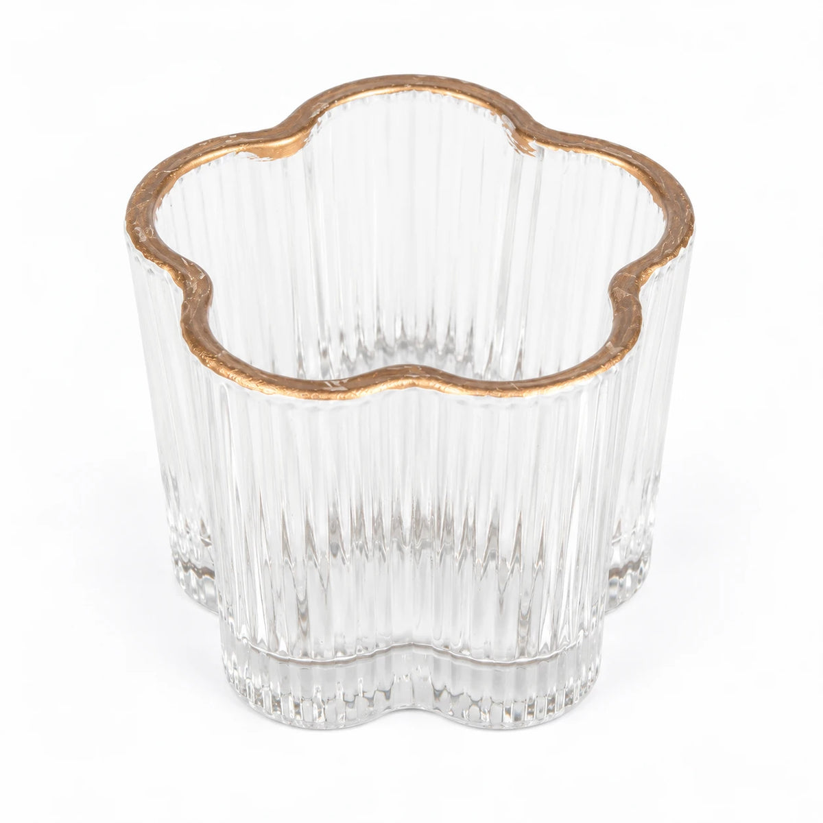 Clear ribbed glass tea light candle holder by Originals International Ltd
