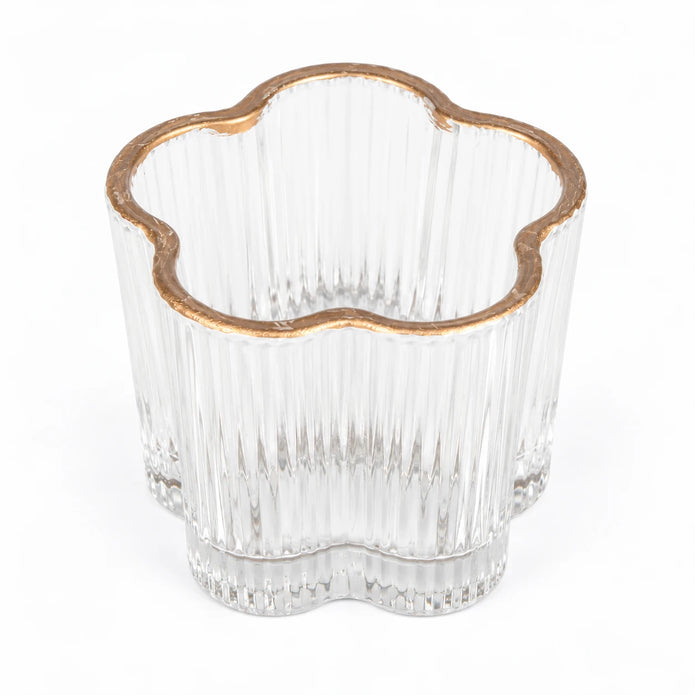 Clear ribbed glass tea light candle holder by Originals International Ltd