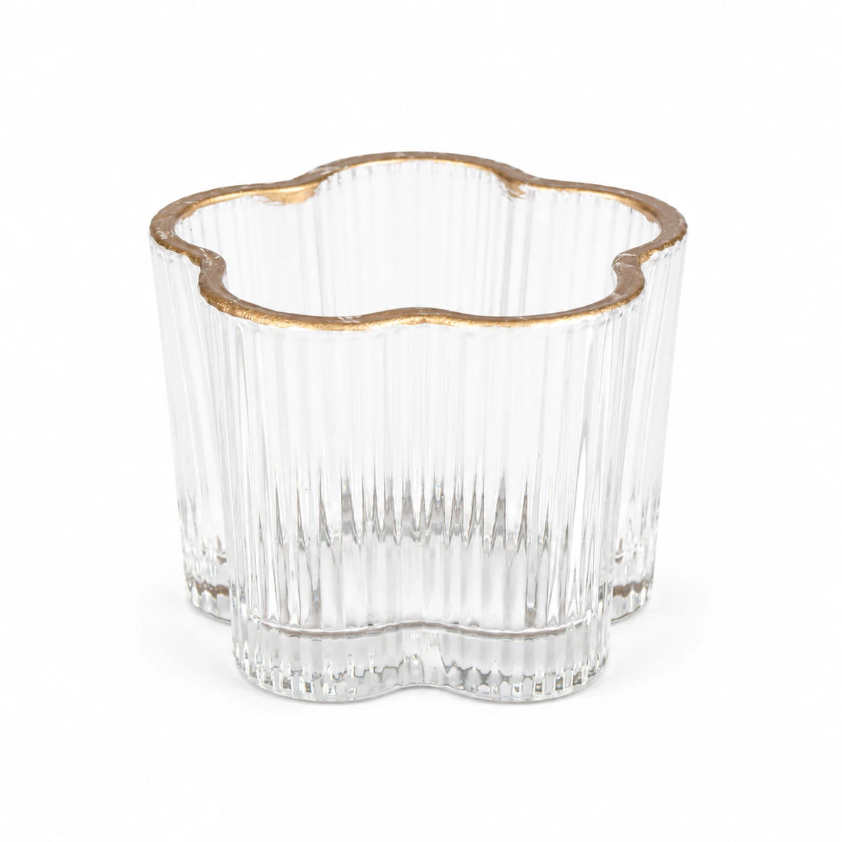 Clear ribbed glass tea light candle holder by Originals International Ltd