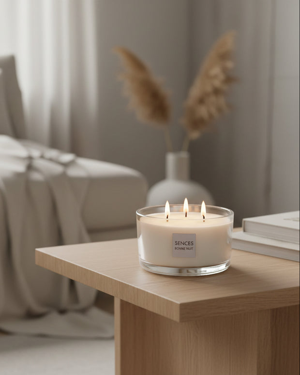 Coach House Sences Bon Nuit white 4-wick lidded candle with a clean, simple design and a white ceramic container.