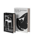 Set of two modernist black and white storage book boxes by Coach House, stylish home decor for organizing books and accessories.
