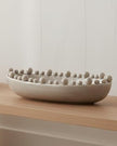 Oval beige Coach House home decor bowl with bobble-edged design, extra large size, suitable for stylish table or shelf display.