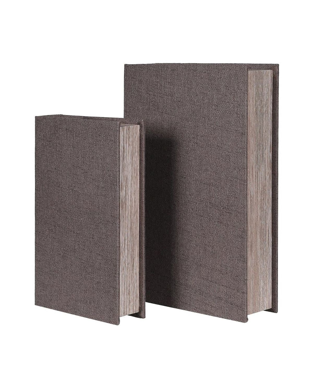 Set of two vintage grey Coach House storage book boxes with classic design for home decor organization.