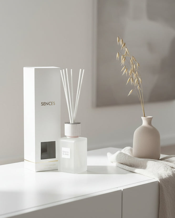 White Alang Alang small reed diffuser by Coach House, 120ml home fragrance with natural reed sticks and elegant design.