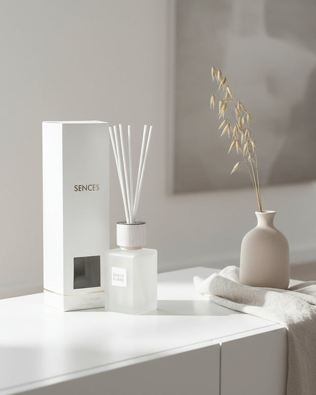 White Alang Alang small reed diffuser by Coach House, 120ml home fragrance with natural reed sticks and elegant design.