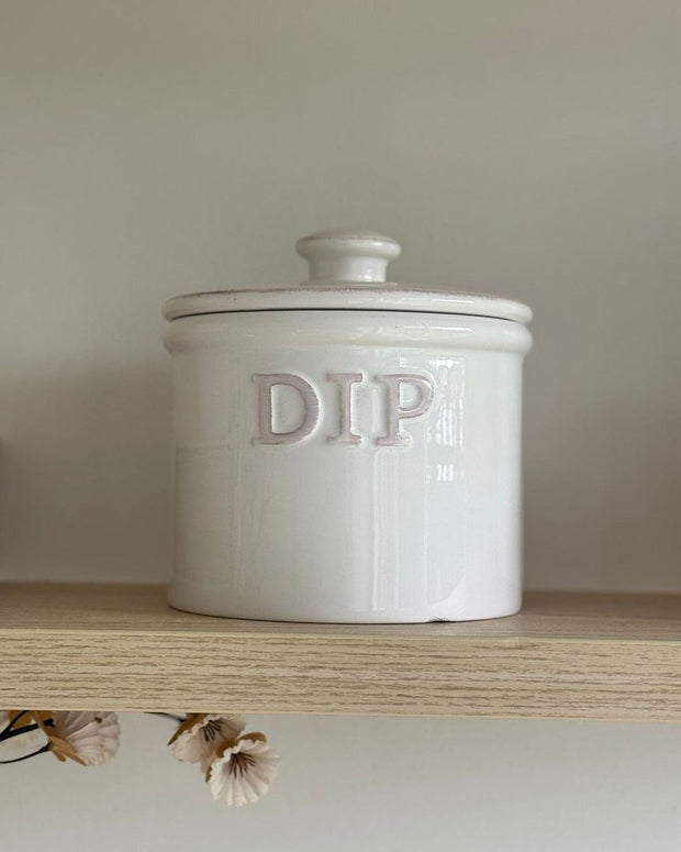 White ceramic stoneware dip jar by Coach House for kitchen and dining, perfect for sauces and dips.