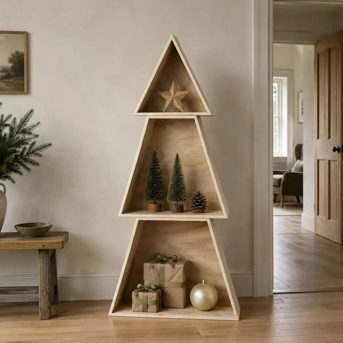 Wooden Tree Shape Display Shelves, close-up product detail