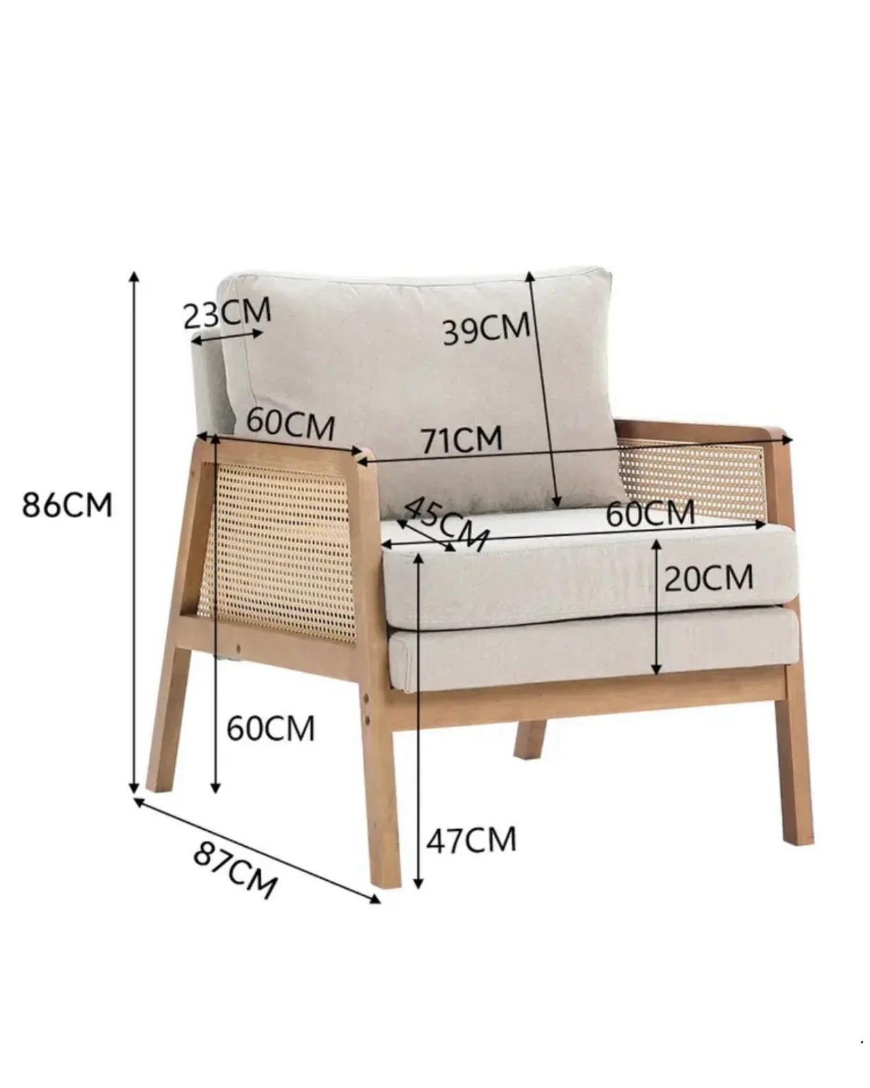 Compton Natural Framed Rattan Upholstered Beige Linen Armchair - Furniture And MirrorsFurniture And Mirrors - Lulu Loves Home