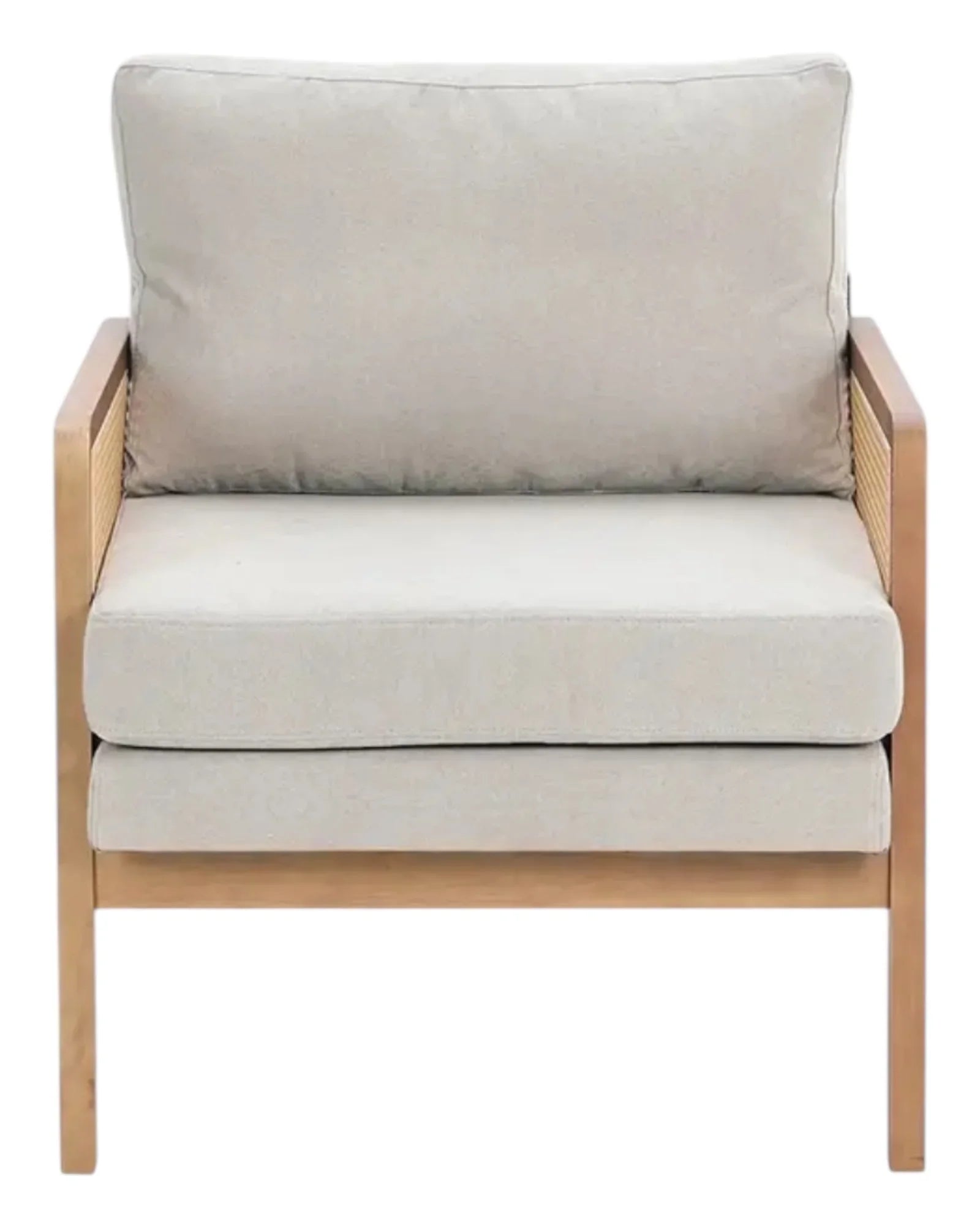 Compton Natural Framed Rattan Upholstered Beige Linen Armchair - Furniture And MirrorsFurniture And Mirrors - Lulu Loves Home