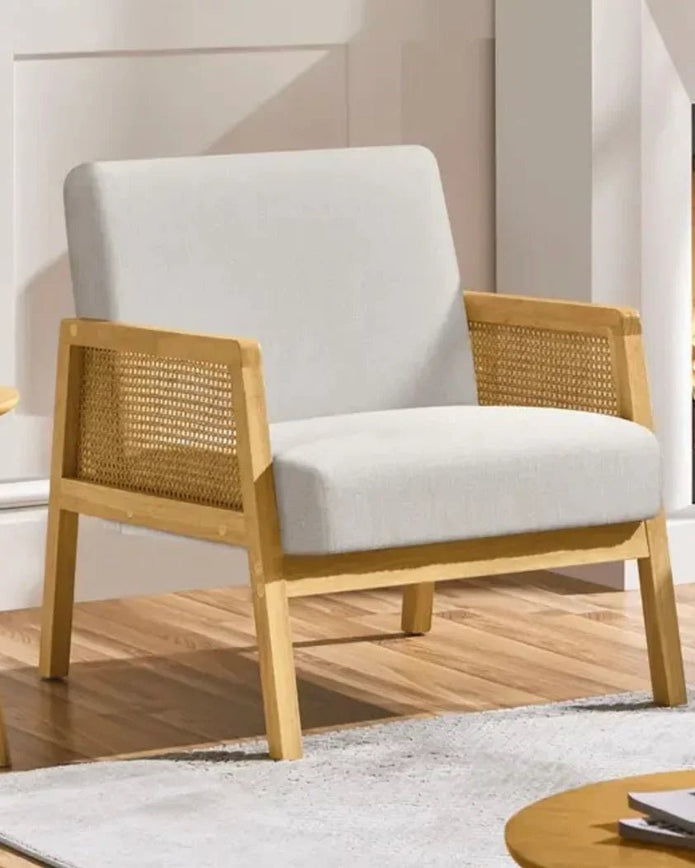 Compton Natural Framed Rattan Upholstered Beige Linen Armchair - Furniture And MirrorsFurniture And Mirrors - Lulu Loves Home