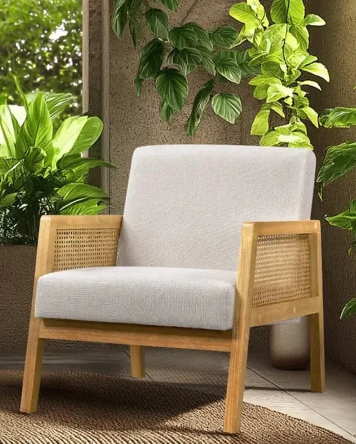 Compton Natural Framed Rattan Upholstered Beige Linen Armchair - Furniture And MirrorsFurniture And Mirrors - Lulu Loves Home