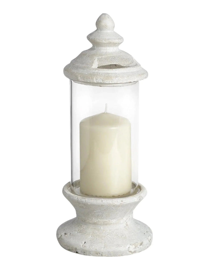 Concrete Stoneware Lidded Hurricane Storm Lantern - Home DecorHome Decor - Lulu Loves Home