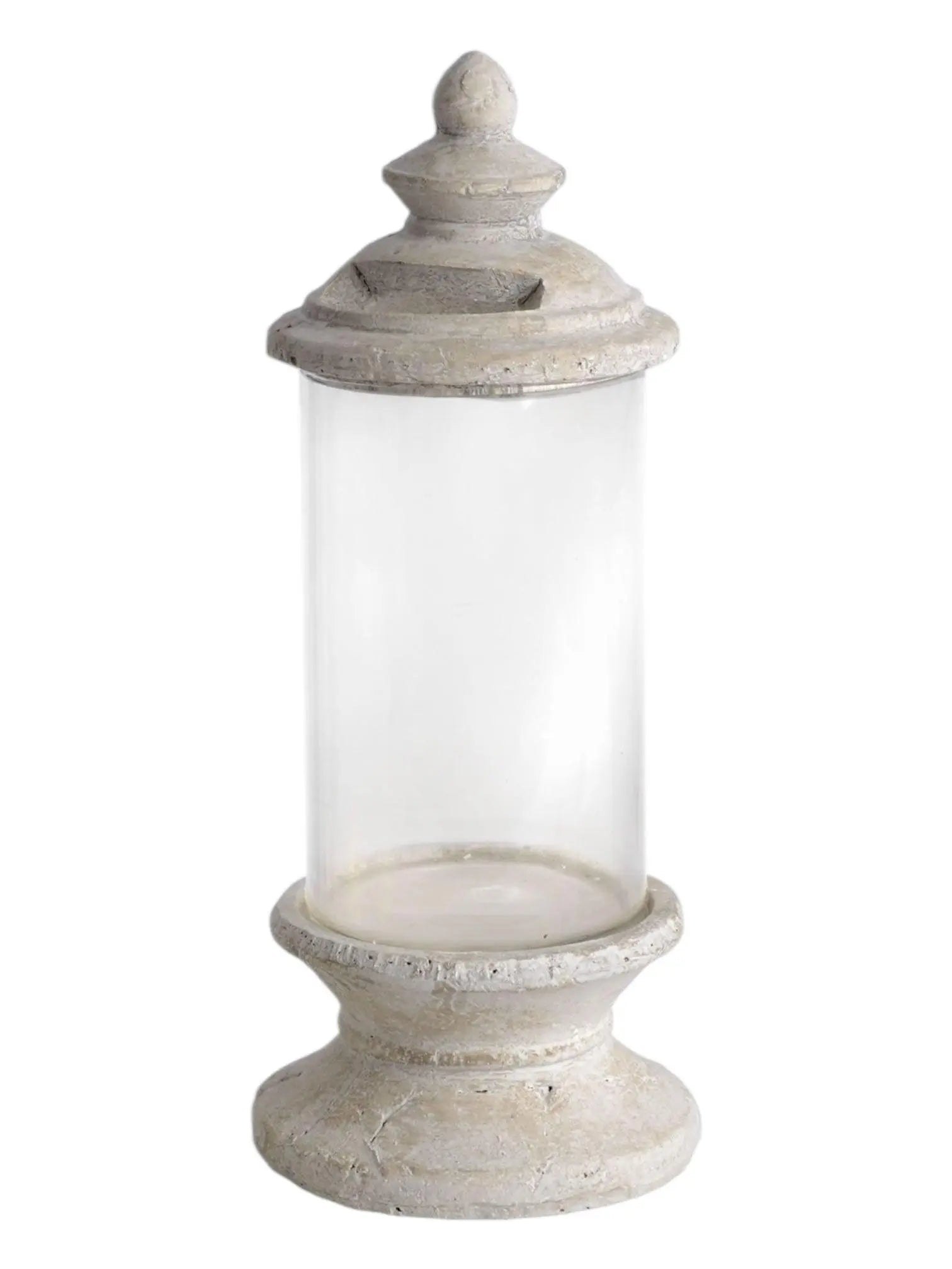 Concrete Stoneware Lidded Hurricane Storm Lantern - Home DecorHome Decor - Lulu Loves Home