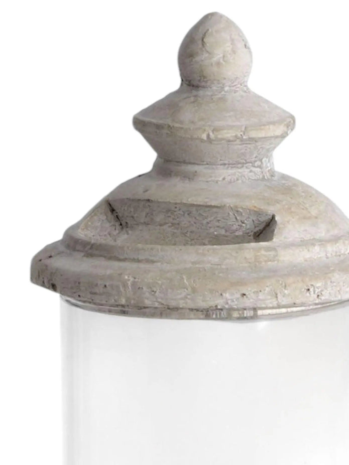 Concrete Stoneware Lidded Hurricane Storm Lantern - Home DecorHome Decor - Lulu Loves Home