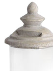 Concrete Stoneware Lidded Hurricane Storm Lantern - Home DecorHome Decor - Lulu Loves Home