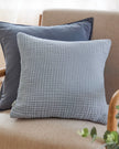 Ocean blue muslin cotton cushion cover by Riva Home, soft furnishings with a smooth, lightweight fabric design.