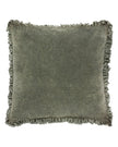 Olive green Bertie washed cotton velvet cushion cover by Riva Home, soft and textured for cozy home decor.