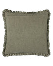 Olive green Bertie washed cotton velvet cushion cover by Riva Home, showcasing soft, plush fabric and elegant design.