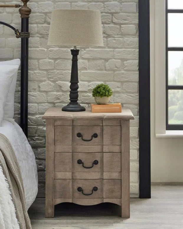 Copgrove Wooden Three Drawer Bedside Table - PRE ORDER THREE WEEK DELIVERY - Furniture And MirrorsFurniture And Mirrors - Lulu Loves Home