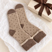 Beige dot cozy cuff socks by Jess & Lou, soft knit accessories with a ribbed cuff design for comfort.
