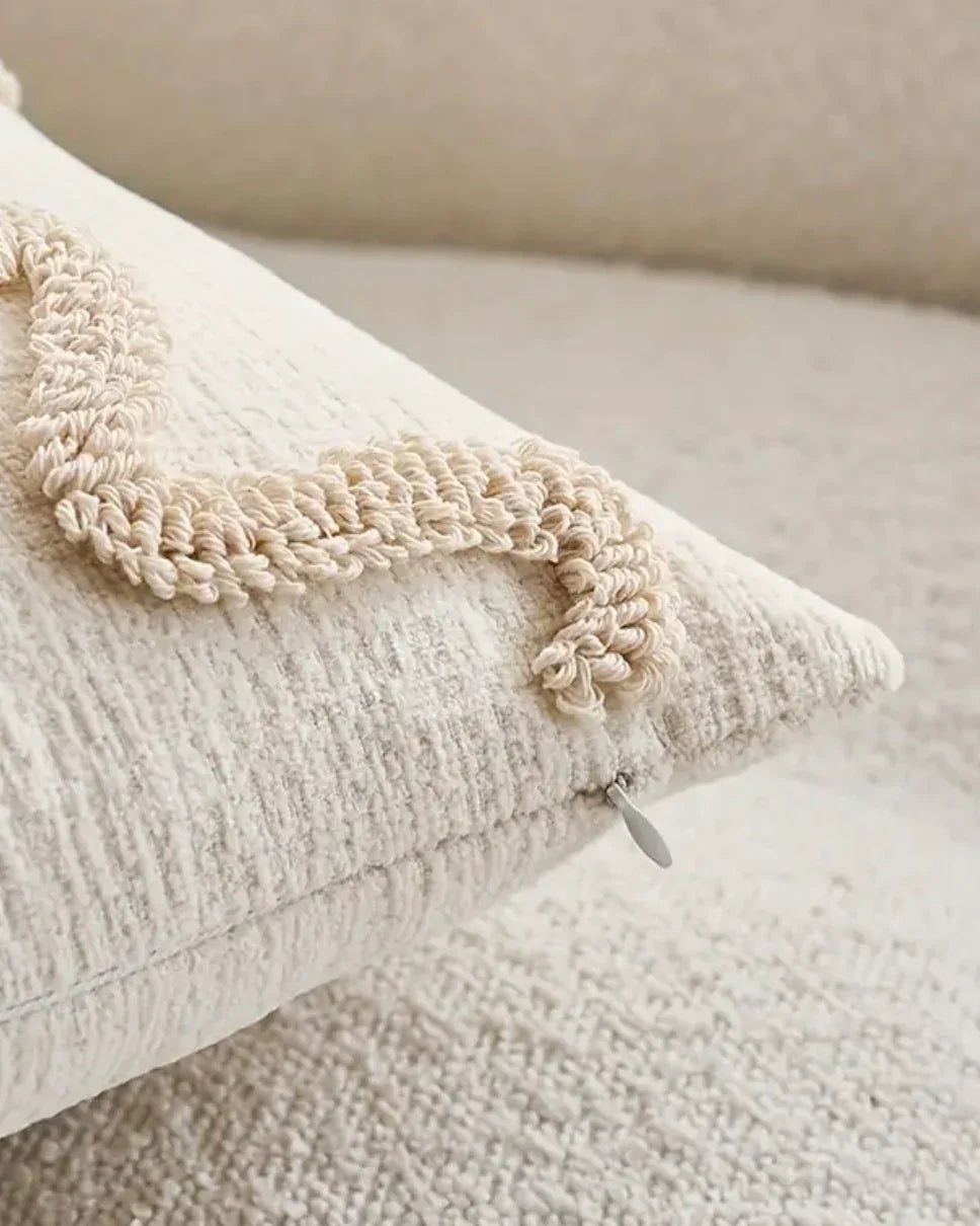Cream And Beige Bow Boucle Cushion Cover - Soft FurnishingsSoft Furnishings - Lulu Loves Home