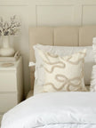 Cream And Beige Bow Boucle Cushion Cover - Soft FurnishingsSoft Furnishings - Lulu Loves Home