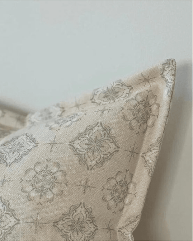 Cream And Sage Green Cotton Cushion Cover