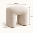 Cream boucle arched footstool dimensions 46 by 44 by 41 cm