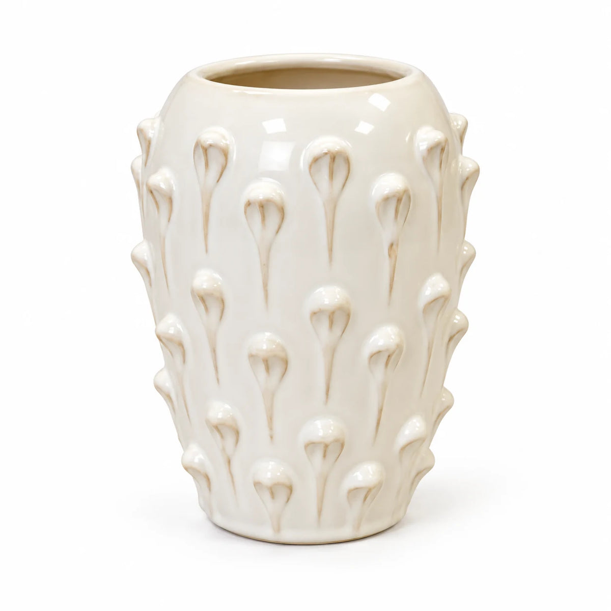 medium ceramic bobble vase, empty on a white background