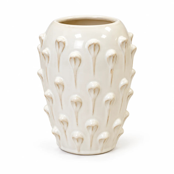 medium ceramic bobble vase, empty on a white background