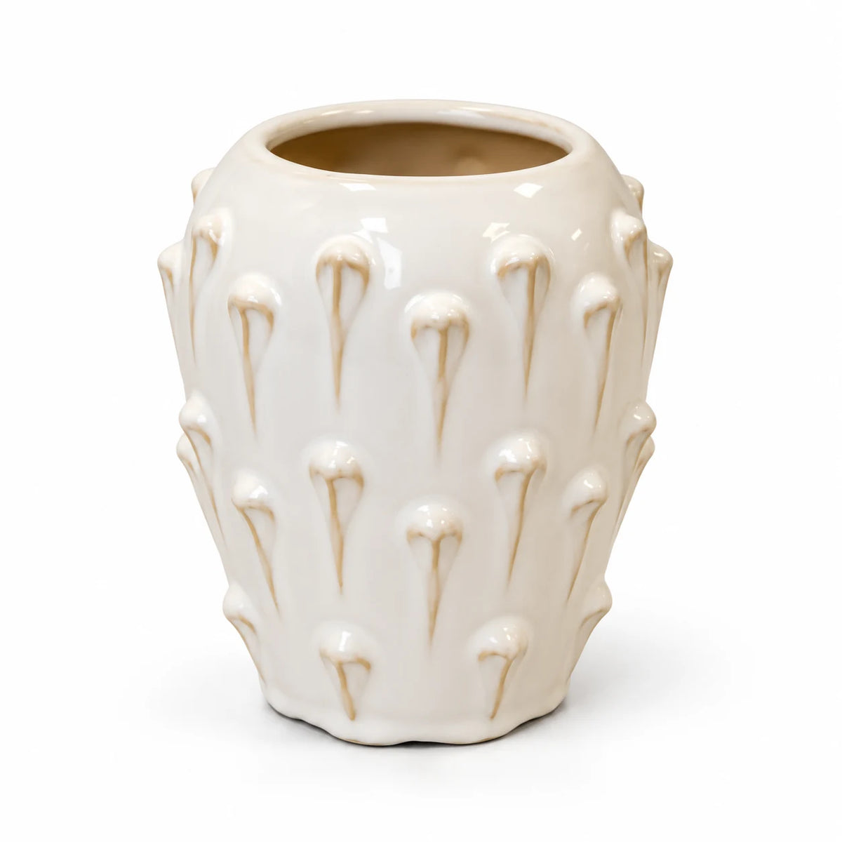 small ceramic bobble vase, empty on a white background