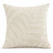 Cream Fern Embroidered Cushion Cover, full front view of the cream leaf design against white.