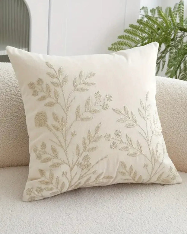 Cream Floral Embroidered Cushion Cover - Soft FurnishingsSoft Furnishings - Lulu Loves Home