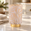 Cream and gold LED glass lantern for home decor, featuring a light-up design perfect for country kitchens by Candlelight Products Ltd.