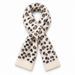 Cream, black and beige leopard pull-through scarf on white background