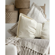 Cream neutral corduroy striped bow cushion by Starlight Express, featuring soft fabric and a charming bow design.