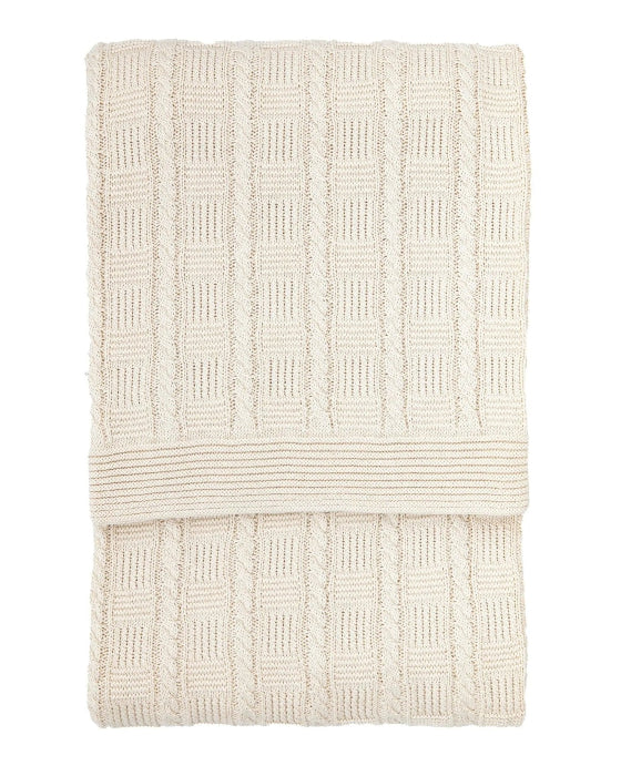 Cream Neutral Cotton Cable Blanket Throw - Soft FurnishingsSoft Furnishings - Lulu Loves Home