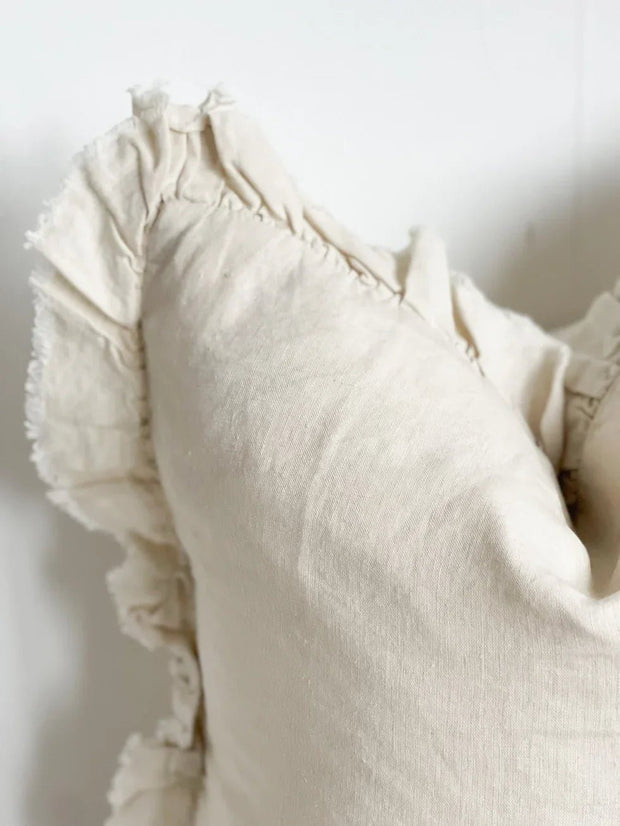 Cream Neutral Luxury Linen Ruffled Edge Cushion Cover - Soft FurnishingsSoft Furnishings - Lulu Loves Home