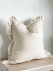 Cream Neutral Luxury Linen Ruffled Edge Cushion Cover - Soft FurnishingsSoft Furnishings - Lulu Loves Home