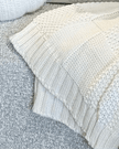 Cream Neutral Square Knitted Blanket Throw - Soft FurnishingsSoft Furnishings - Lulu Loves Home