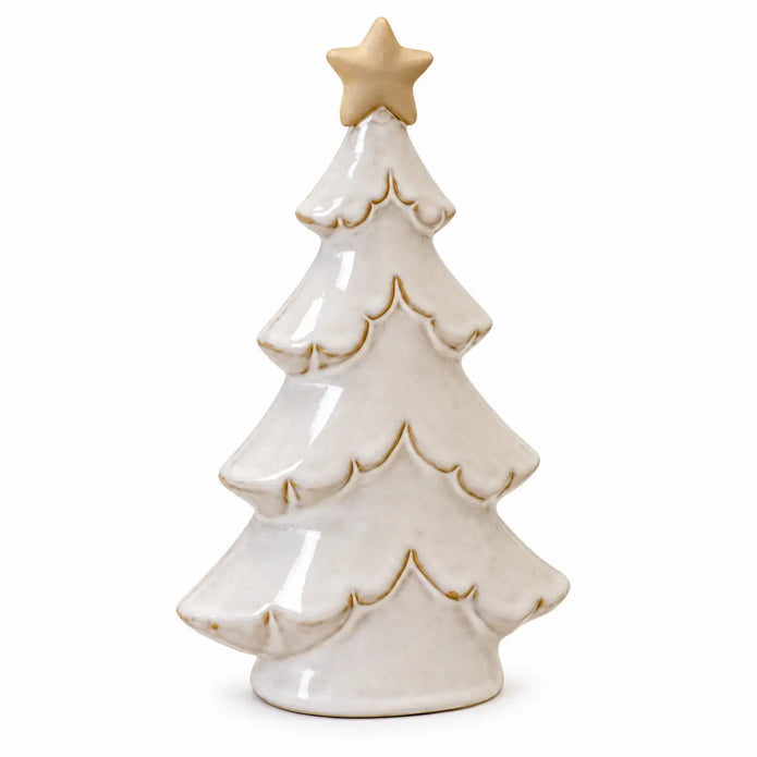 Satchville medium glazed ceramic Christmas tree with cream star detail