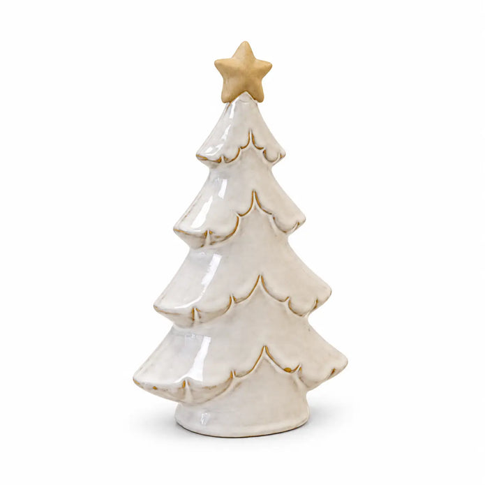 Satchville medium glazed ceramic Christmas tree with cream star topper